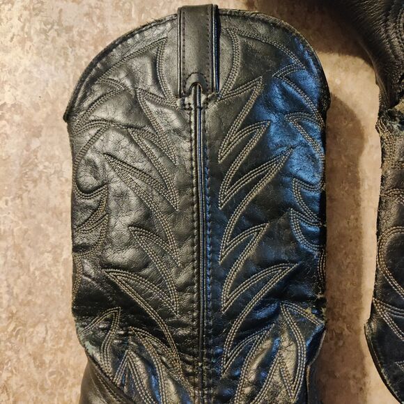 Vintage Durango Cowboy Boots Mens Size 7.5 D Goodyear Black Western Leather main image 9
